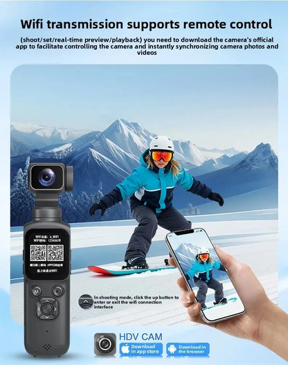 4K Action Camera 64MP Face Tracking Gimbal Stabilizer