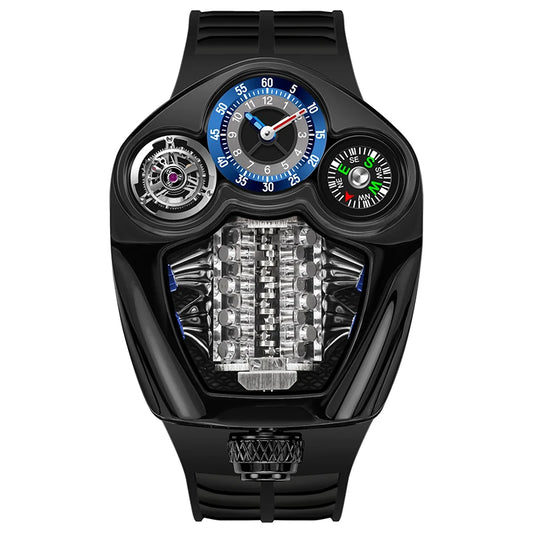 Heavy Duty 50ATM Waterproof Men's Quartz Watch Silicone Strap
