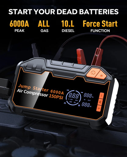 Portable 6000A Jump Starter 20000mAh Power Bank