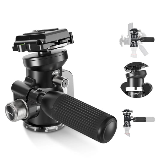 Geared Tripod Head with 360 Pan and Fine Control