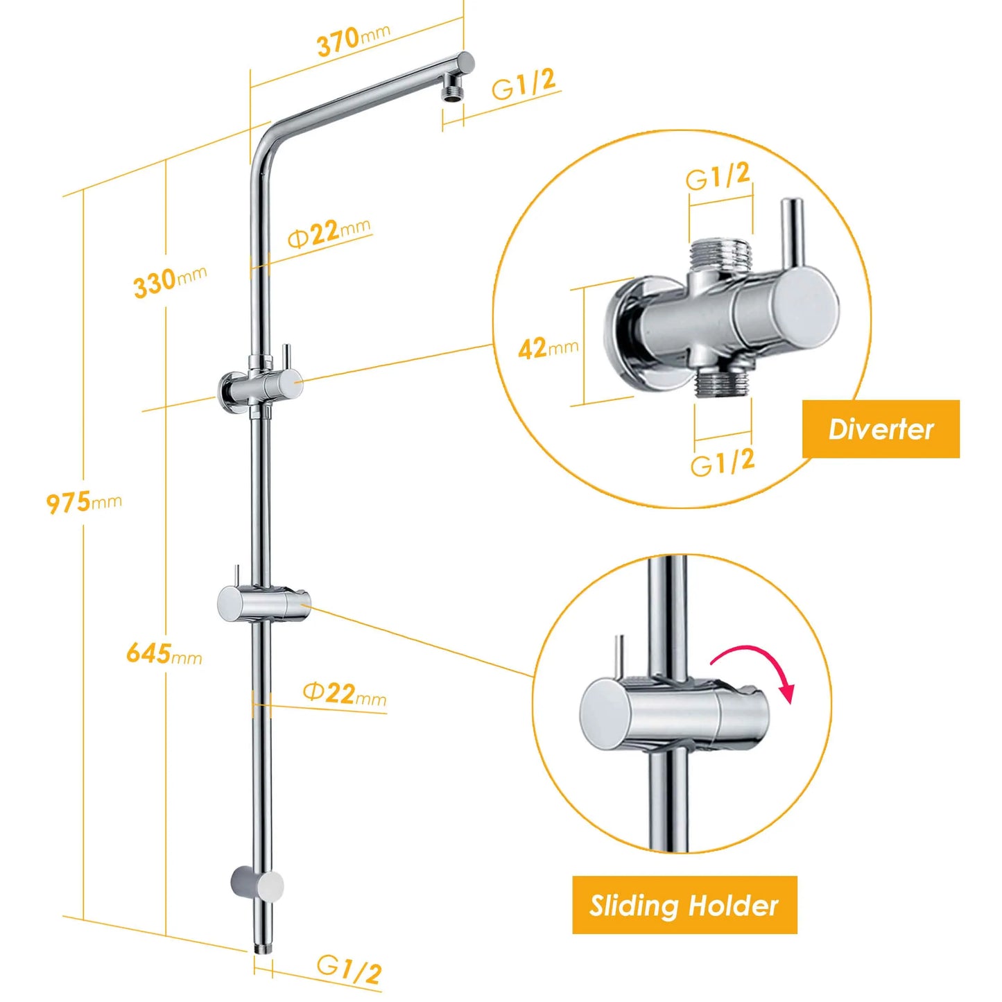 KYLINS 7.5L/M Twin Rain & Handheld Shower Set