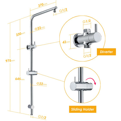 KYLINS 7.5L/M Twin Rain & Handheld Shower Set