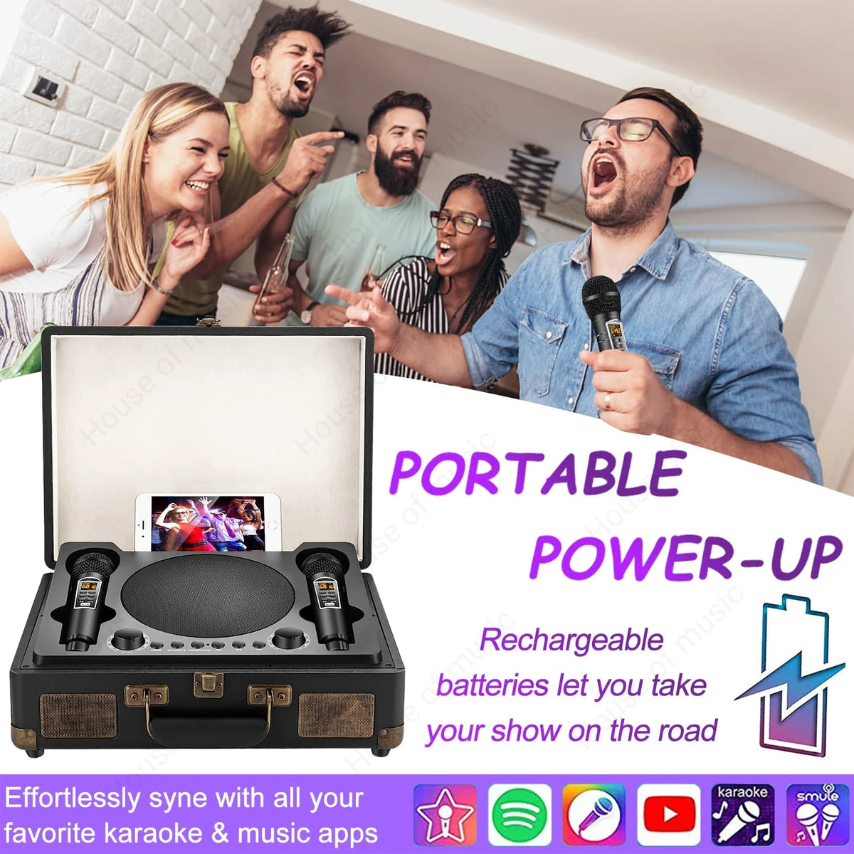 Portable Bluetooth Suitcase Speaker for Home and Outdoor Karaoke