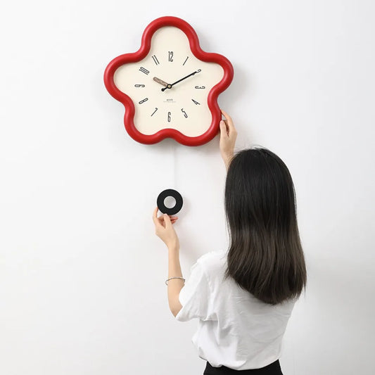 Modern Red Swing Digital Wall Clock for Living Room