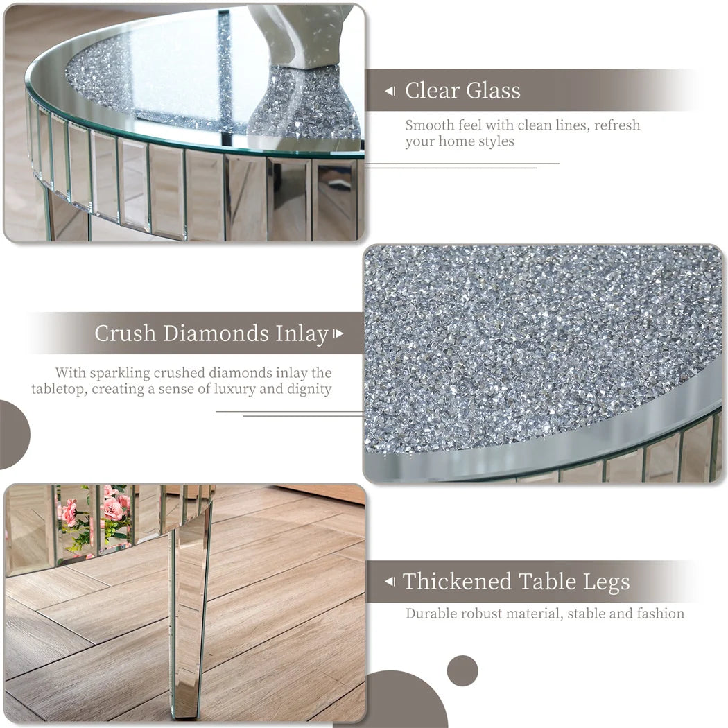 Modern Mirrored Side Table with Stylish Glass Surface