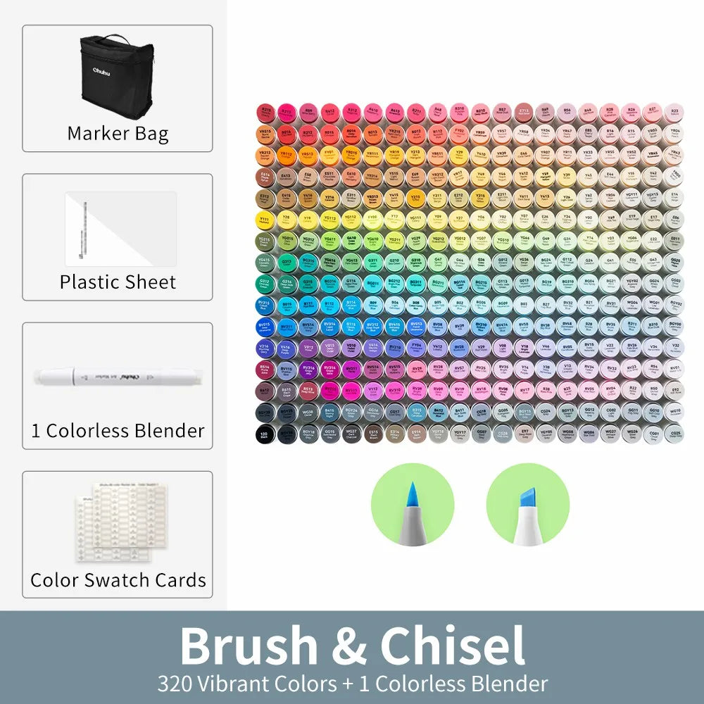 320 Colour Chisel Tip Marker Set for Art & Sketching