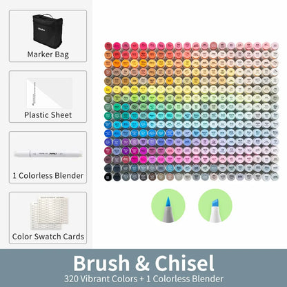 320 Colour Chisel Tip Marker Set for Art & Sketching