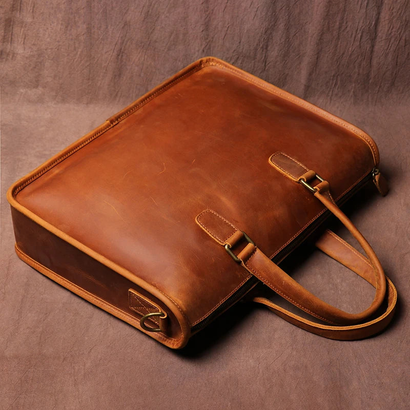 Genuine Crazy Horse Leather Business Bag for 14" Laptop