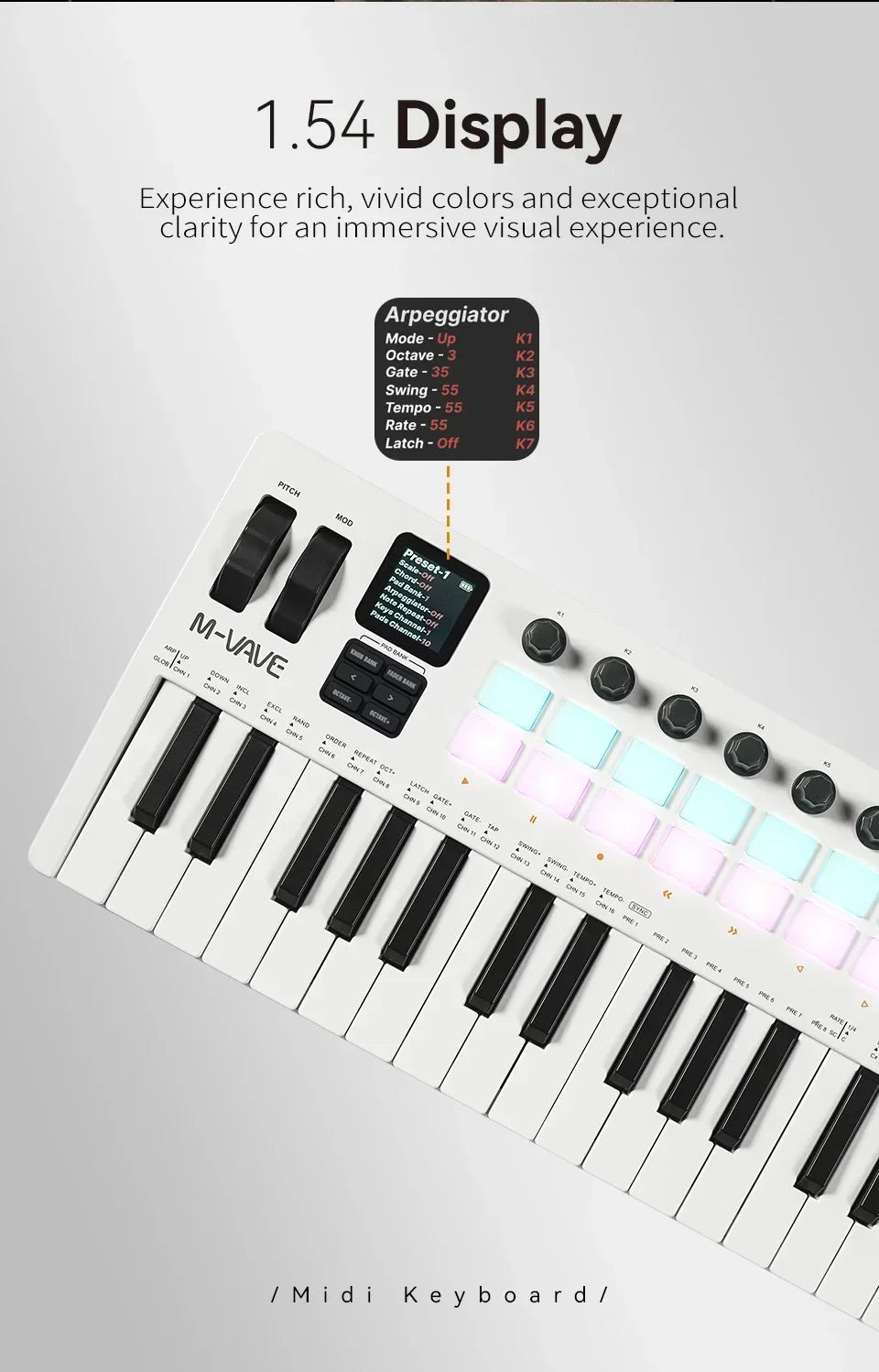 Portable 37-Key MIDI Controller with Built-In Synth Engine