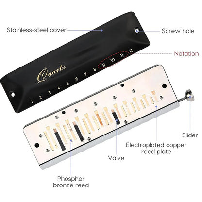 12-Hole Chromatic Harmonica C Key 48-Tone Mouth Organ