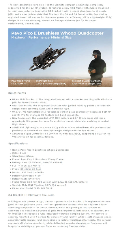 Compact 2Ba O4 Whoop Quadcopter for Agile Flying