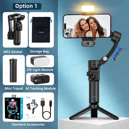 Foldable Anti Shake Smartphone Gimbal with Microphone