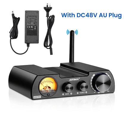 HiFi Digital Audio Amp 300W with VU Meter and 48V Plug