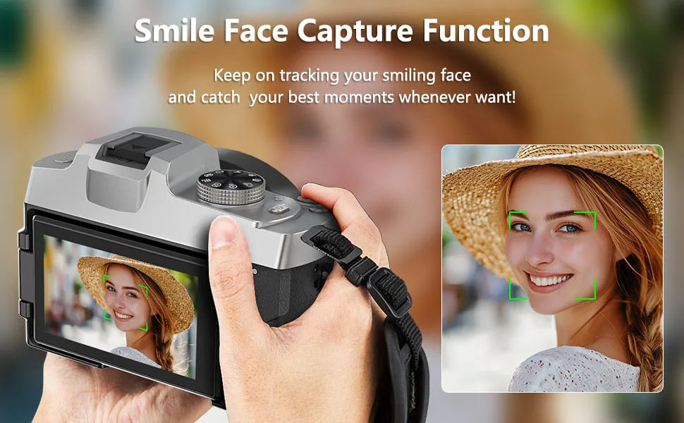 6K Compact Camera 84MP with 32GB TF Card and Flash