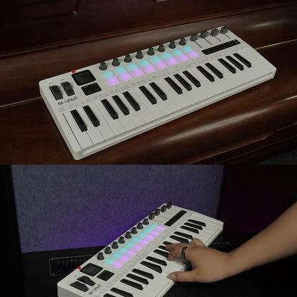 Portable 37-Key MIDI Controller with Built-In Synth Engine