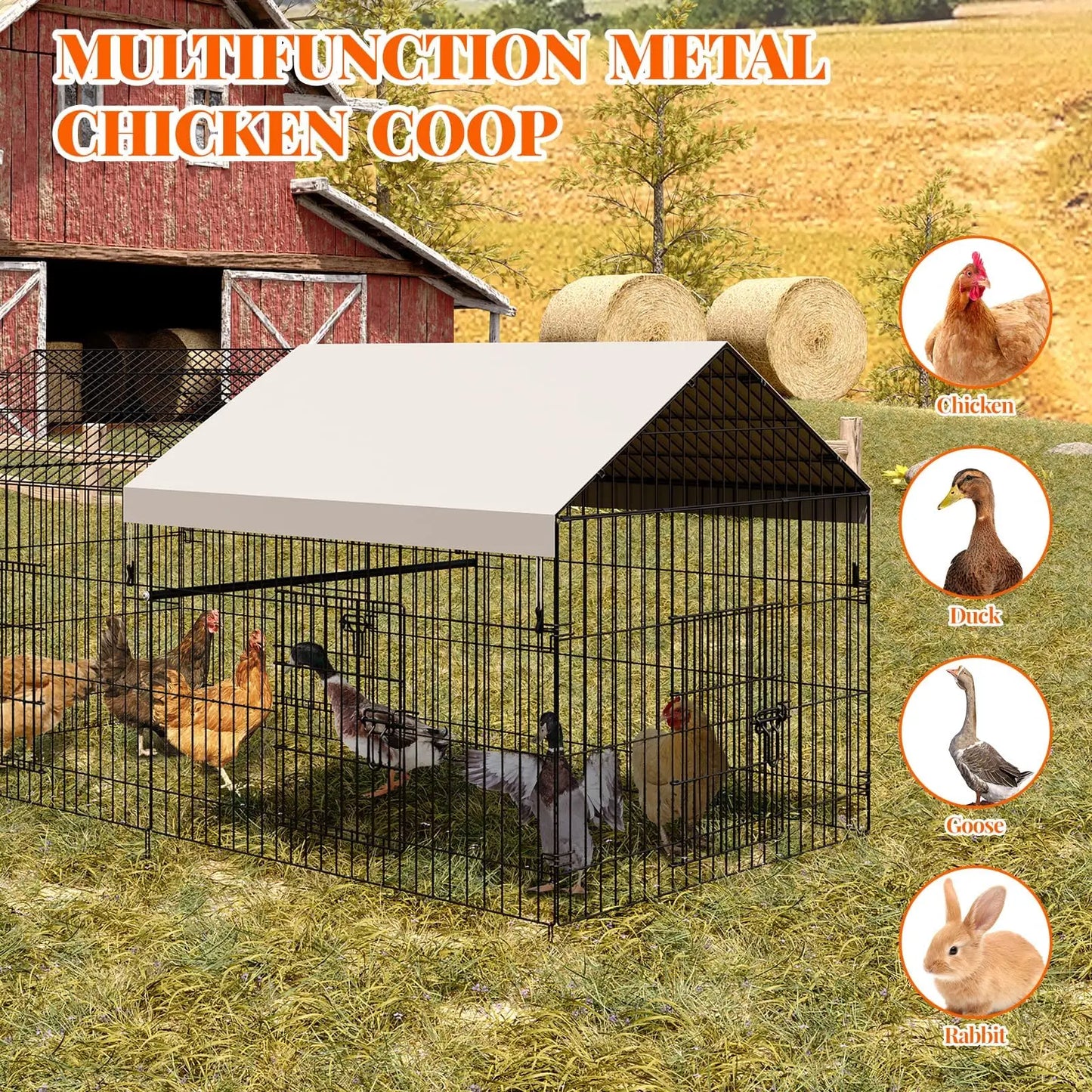 Heavy Duty Chicken Run Cage with Roof 86x40x40