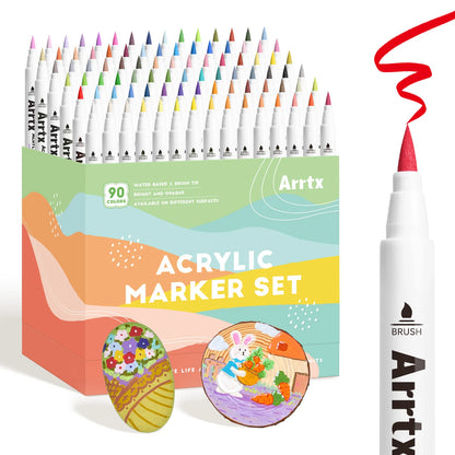 Acrylic Paint Pens Set 90B Brush Tip Markers