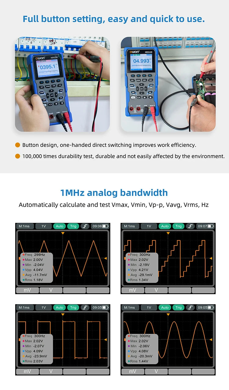 Portable Oscilloscope Multimeter AC/DC Voltage Current Tester