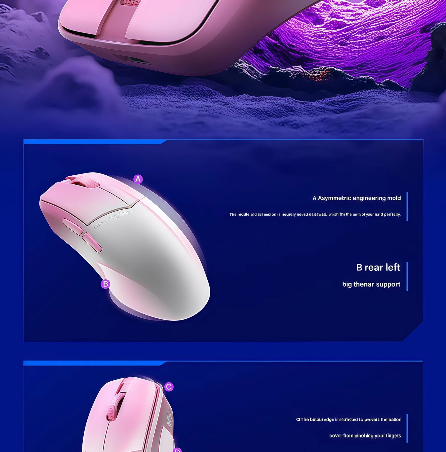 Dual Mode Gaming Mouse 8K Polling Lightweight Pink
