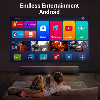 Portable 4K Smart Mini Projector WiFi Bluetooth Battery