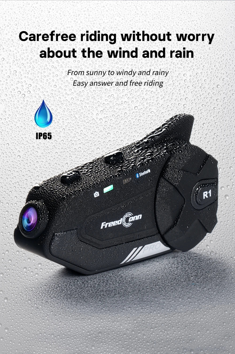 Waterproof Motorbike Intercom with Integrated Dash Cam