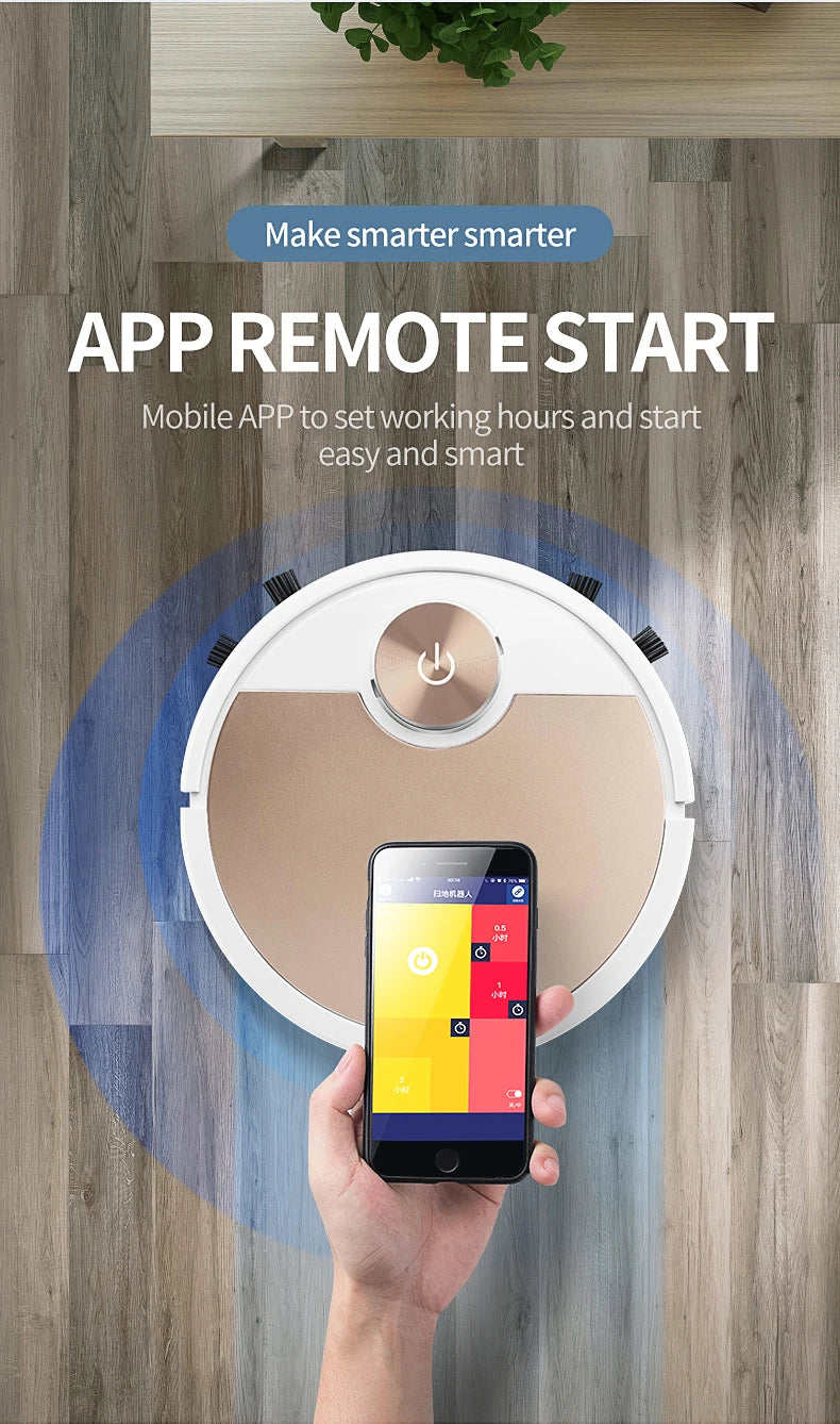 Gold Smart Robot Vacuum with App and Remote Control