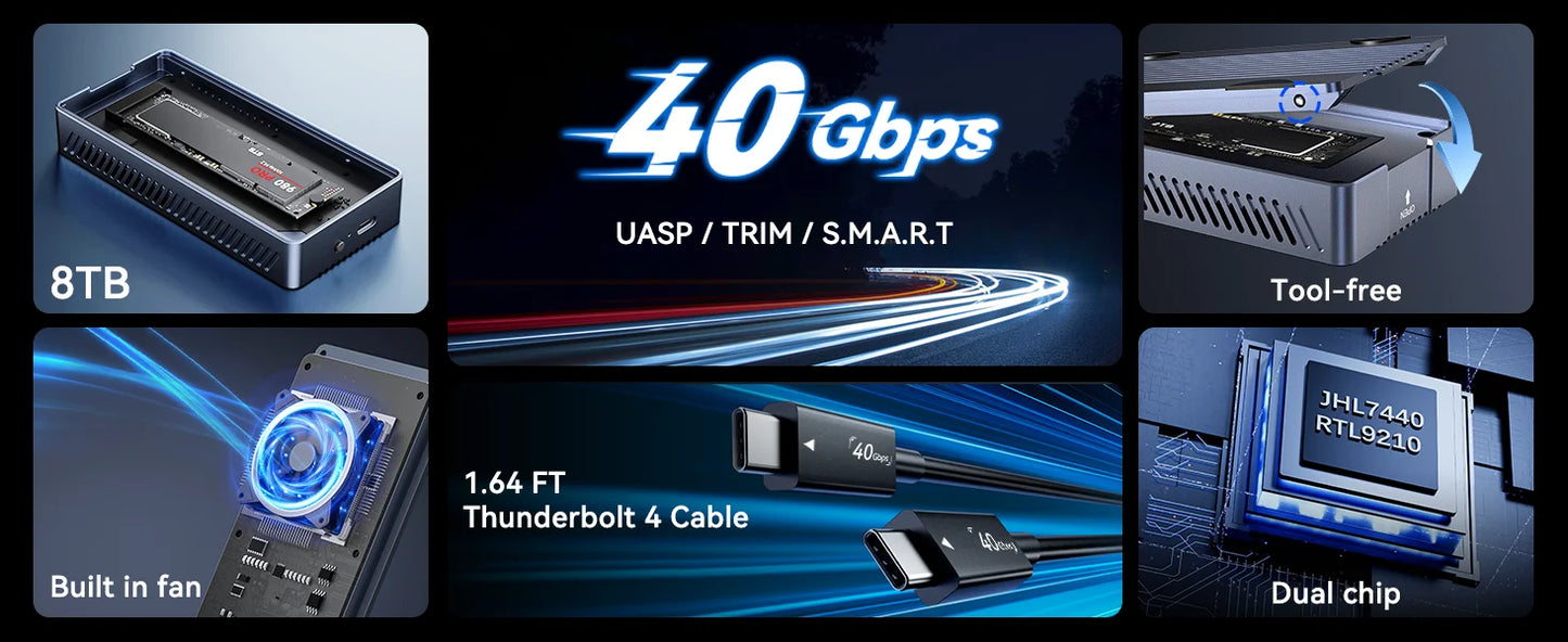 Active Cooled 40Gbps USB4 NVMe Enclosure with Fan