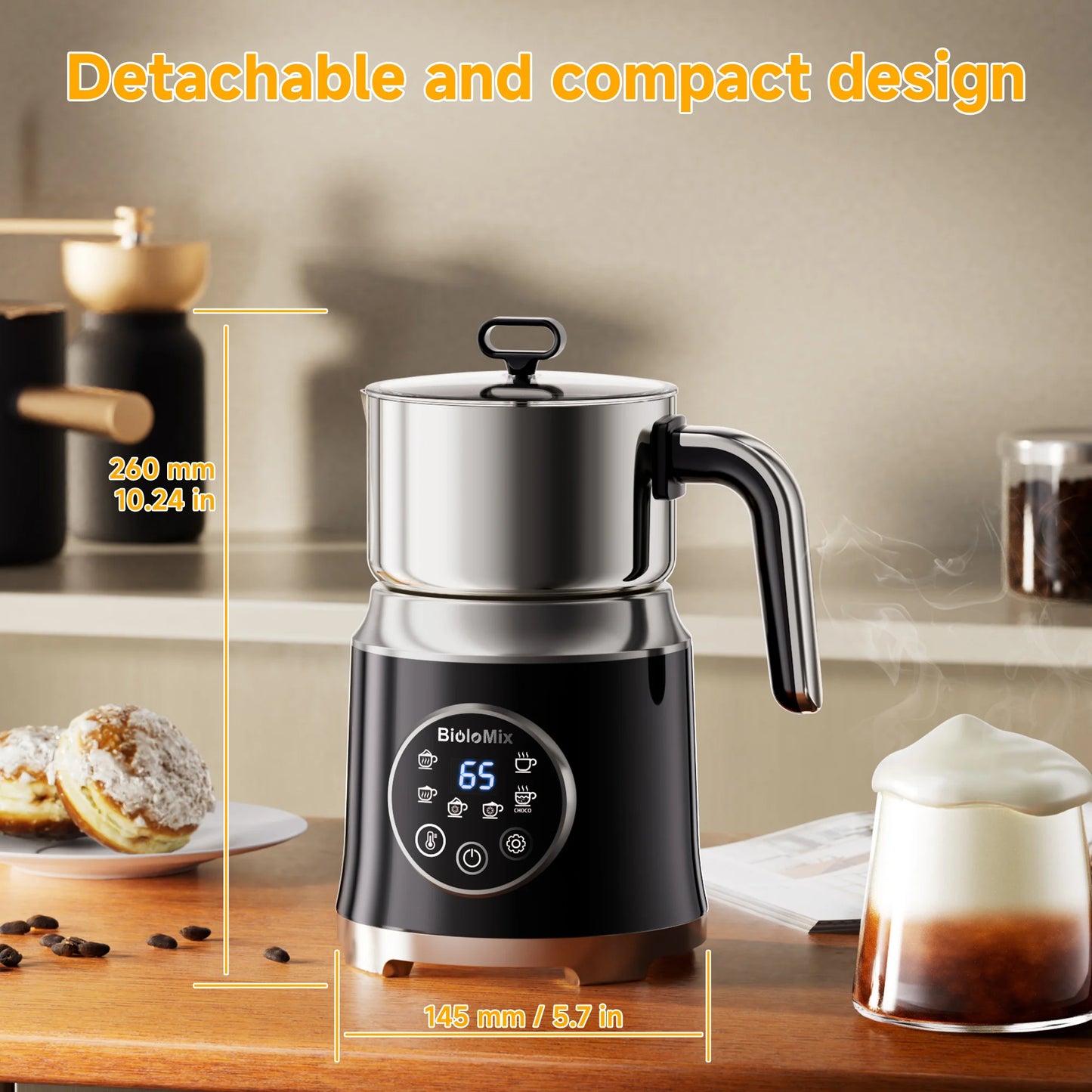 7in1 Electric Milk Frother Steamer Hot Cold Foam Maker