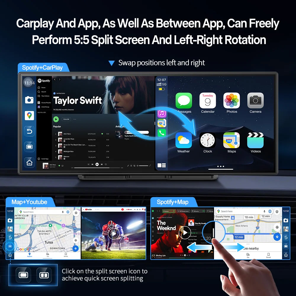 11.4 Inch 4G Smart Dash Cam Triple View 128GB
