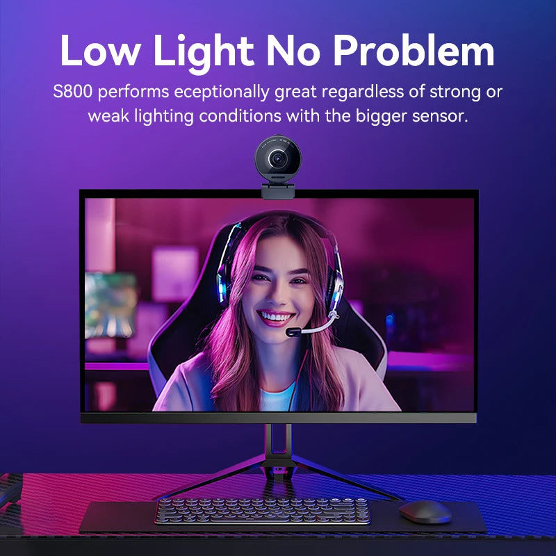 4K USB Webcam HDR Dual Noise Cancelling Microphones