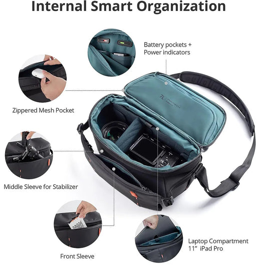 11L Camera Sling Bag Waterproof Crossbody for DSLR Black
