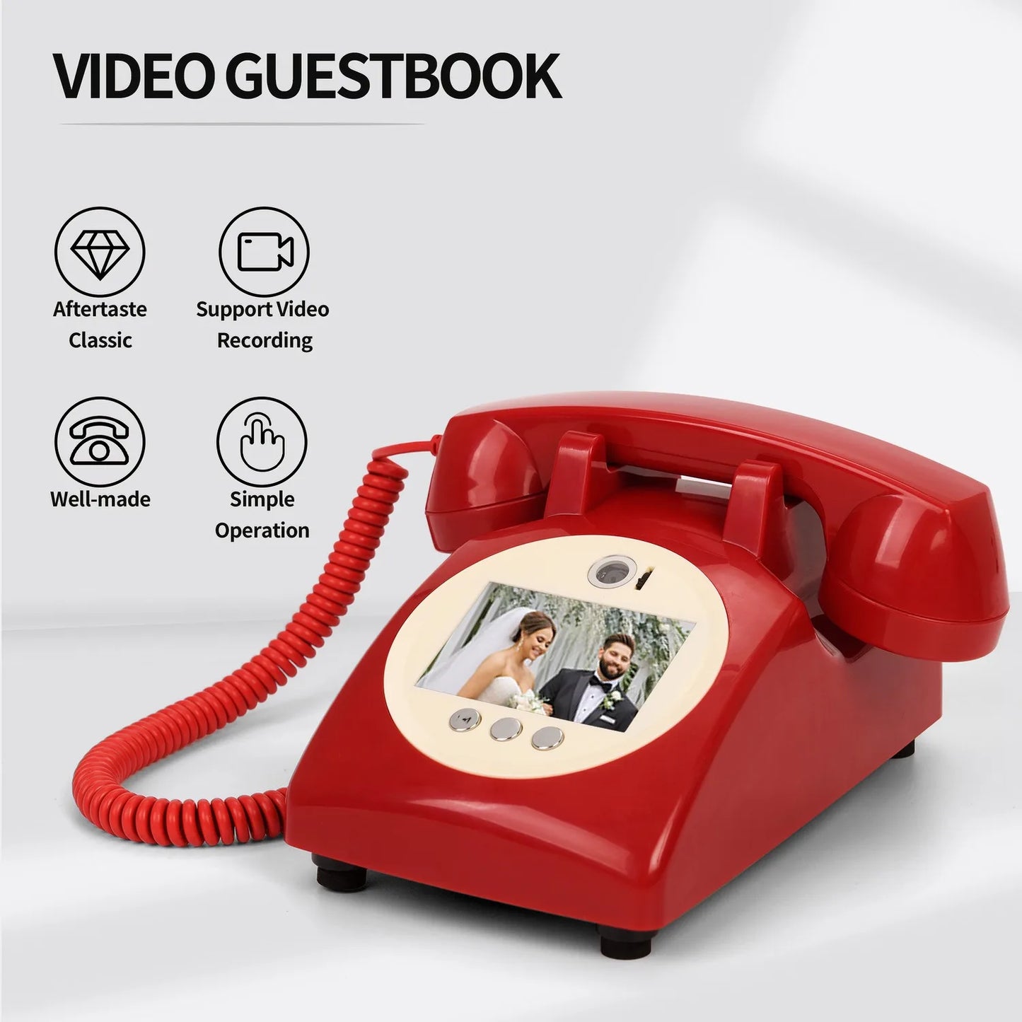 Red Guest Video Sign-In Phone Red for Weddings and Events