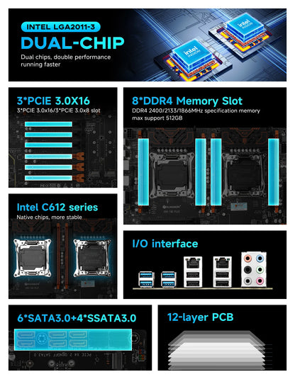 X99 E-ATX LGA2011-3 Motherboard Dual 2.5G LAN