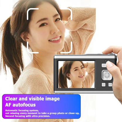 White 4K Selfie and Travel Camera Waterproof Dual Display Design