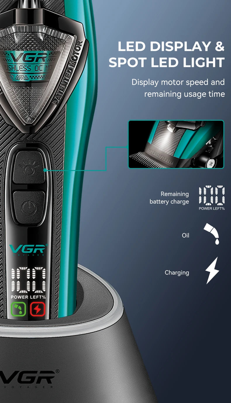Professional Cordless Hair Clipper LED Display Trimmer