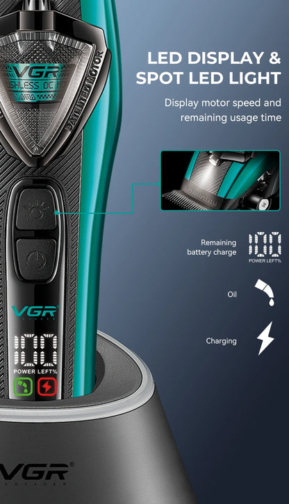 Professional Cordless Hair Clipper LED Display Trimmer