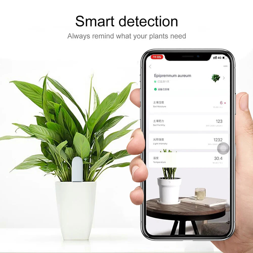 Smart Plant Monitor Soil Moisture Fertility Light Sensor