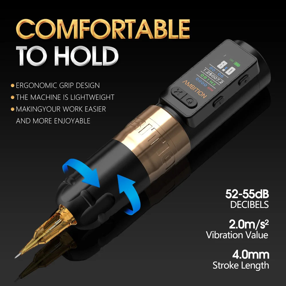 Silver Wireless Tattoo Machine Pen with LCD Screen 2400mAh