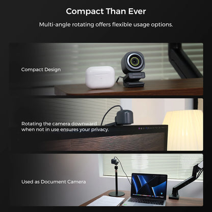 4K HDR Webcam with AI Framing and Noise Cancelling Mic