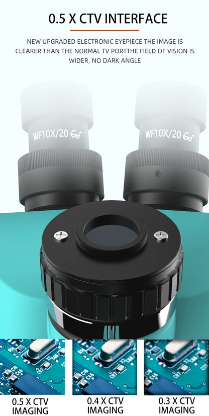 Trinocular Stereo Microscope 7–50X Zoom with Eyepiece