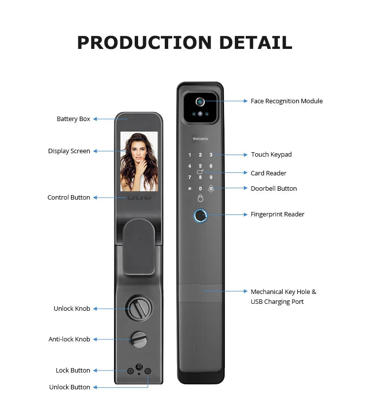 WiFi Keyless Door Lock with 3D Face Recognition