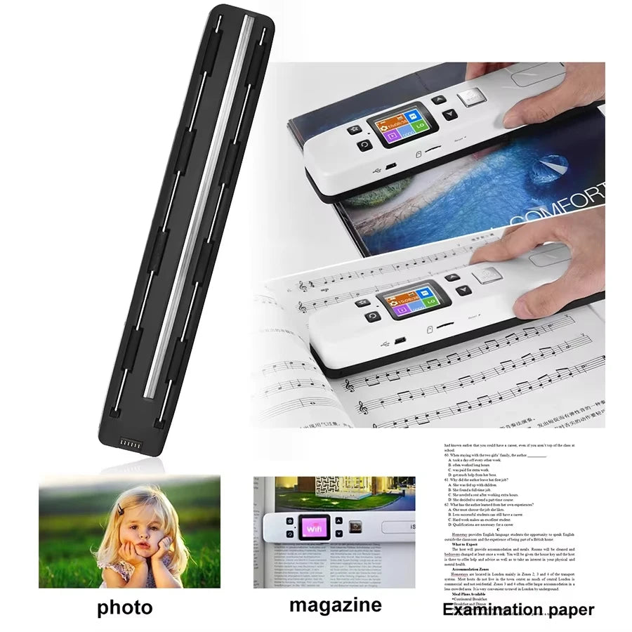 Mini White A4 Scanner Portable Handheld USB Photo and Document