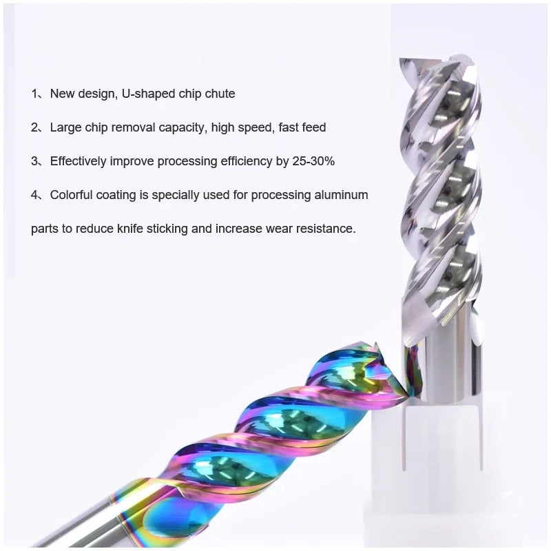 HRC55 Carbide 3-Flute CNC End Mill Set 10PCS