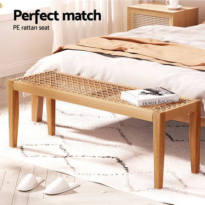 Acacia Wood Patio Bench 2-Seater Outdoor Dining Seat