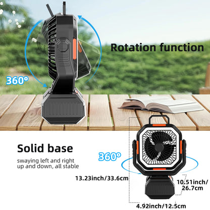 Portable Camping Fan with LED Light and 40000mAh Battery