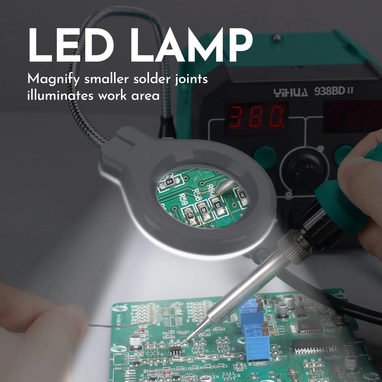 740W Hot Air Rework Soldering Station with LED Lamp