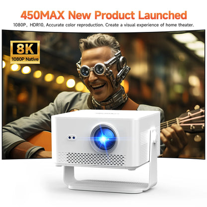 Portable 1080P Smart Projector WiFi 6 Auto Focus
