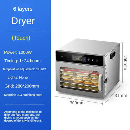 6 Tray Electric Food Dryer 220V Fruit Vegetable Dehydrator