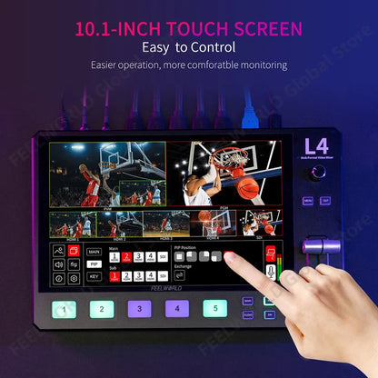 10.1 Inch Multi-Camera Video Switcher 4 HDMI SDI Chroma Key