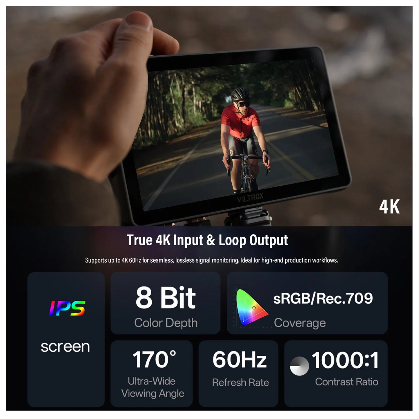 Professional 7 Inch Camera Monitor with Touch Control 4K Support